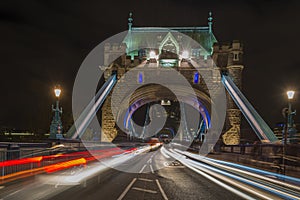 Tower Bridge in London at night