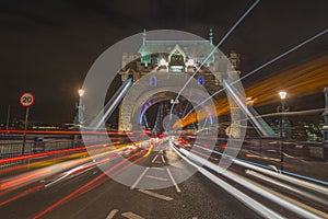 Tower Bridge in London at night