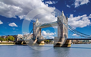 Tower Bridge in London, UK. The bridge is one of the most famous landmarks in Great Britain, England