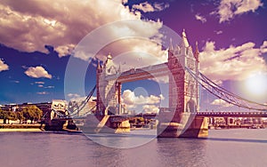 Tower Bridge in London, UK. The bridge is one of the most famous landmarks in Great Britain, England