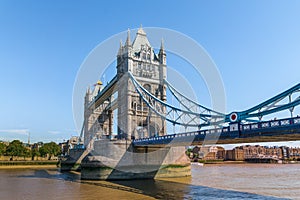 Tower Bridge in London, UK. The bridge is one of the most famous landmarks in Great Britain, England