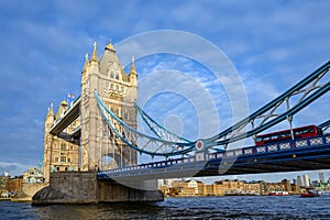 Tower Bridge in London, UK. Tower Bridge crosses the River Thames and is one of the most famous tourist sights in London