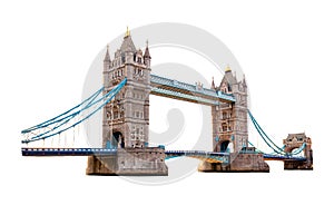 Tower Bridge in London UK cut out and isolated on transparent white background