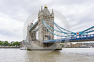 Tower Bridge in London, wide angle view over River Thames