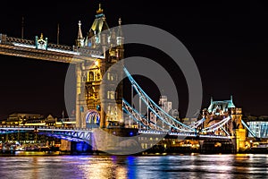 Tower Bridge at night in London