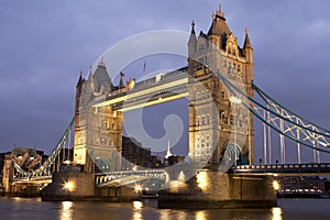 Tower Bridge at night, London, UK