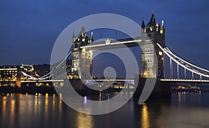 Tower Bridge at night, London, UK