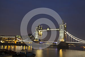 Tower Bridge at night, London, UK