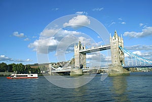 Tower Bridge over River Thames in London, England, Europe