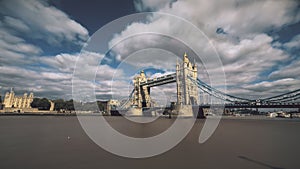 Tower Bridge over river Thames with sailing boats