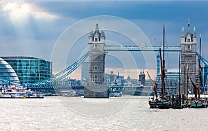 Tower Bridge on River Thames, London, England