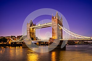 Tower Bridge by river thames  in London, england, UK