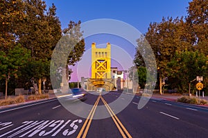 Tower Bridge in Sacramento California around Sunset