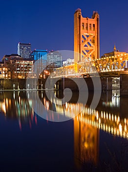 Tower Bridge and Sacramento at night