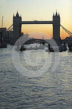 Tower Bridge At Sunset, London, England