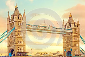 Tower bridge at sunset. Popular landmark in London, UK