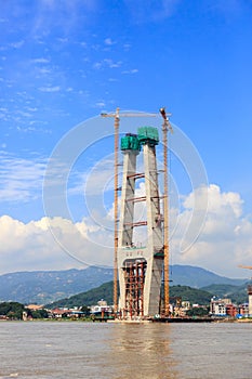 The tower of bridge under construction photo