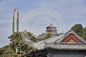 Tower of Buddhist Incense (Foxiangge) on the Longevity Hill of The Summer Palace, in Beijing, China