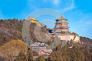 Tower of Buddhist Incense Foxiangge at The Summer Palace in Beijing, China