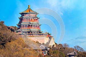 Tower of Buddhist Incense Foxiangge at The Summer Palace in Beijing, China