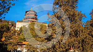 Tower of Buddhist Incense Foxiangge at The Summer Palace in Beijing, China