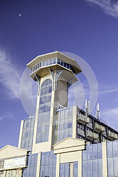 Tower building with retro scifi feel to the architecture