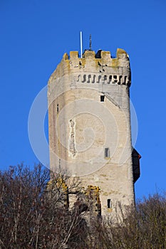 tower of Burg OlbrÃ¼ck in front of blue sky