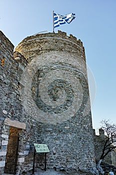 Tower of the Byzantine castle in Kavala, East Macedonia and Thrace