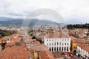 Tower Campanone in Piazza Vecchia in Bergamo. Italy