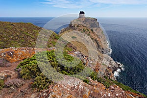 Tower on Capraia island Elba, Tuscany, Italy, Europe