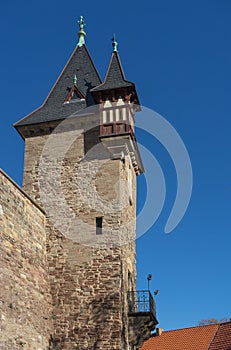 Tower at Castle Wernigerode in Germany. Harz.