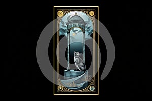 The tower Cat Tarot card illustration generative ai