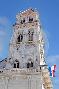 Tower of cathedral in Trogir, Croatia.