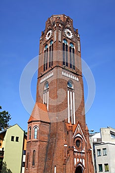 Tower of Church of Martin Lutherin Swinoujscie, Poland photo