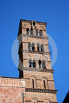 The tower of a church. The originality of the church towers.