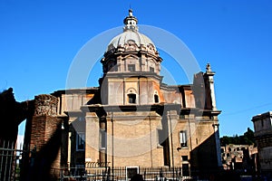 The tower of a church. The originality of the church towers.