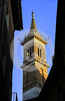 Tower of the church Santa Maria della Pace in Rome, Italy.