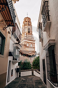 The tower of the Church of Santa Maria in Utebo, Torre del Utebo, in the province of Saragosa. Poble Espanyol, Barcelona photo