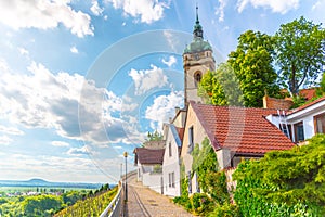 Tower of Church of St. Peter and Paul in Melnik, Czech Republic photo