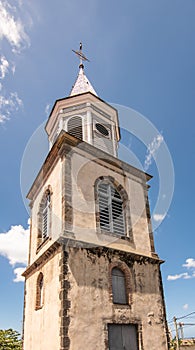Tower of church in town of Basse-Terre, Guadeloupe.