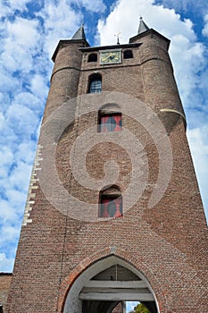 The Tower from the city gate Zuidhavenpoort in the old town of Zierikzee, Netherlands