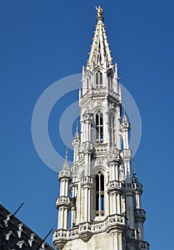 The tower of the city hall of Brussels in Belgium
