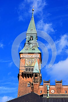 The tower of City Hall, Copenhagen, Denmark