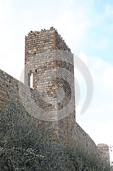 Tower of City Walls in Monteriggioni Town near Siena City in ITALY