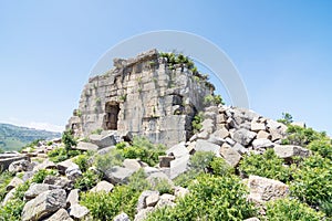 Tower of Claudius, ancient Roman ruins in Faqra, Lebanon photo