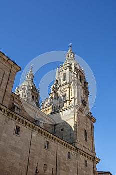 The two towers of the Clerecia church of Salamanca, Spain photo