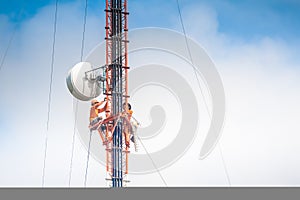 Tower climber and working photo