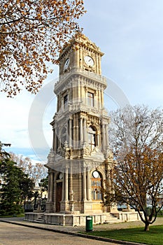 Tower with clock in dolmabahce palace - istanbul