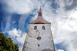 Tower with clock of St. Trinity Church in Rakvere, Estonia