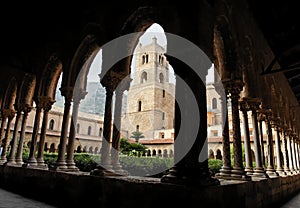 Tower and Columns Cloister of Monreale Cathedral photo